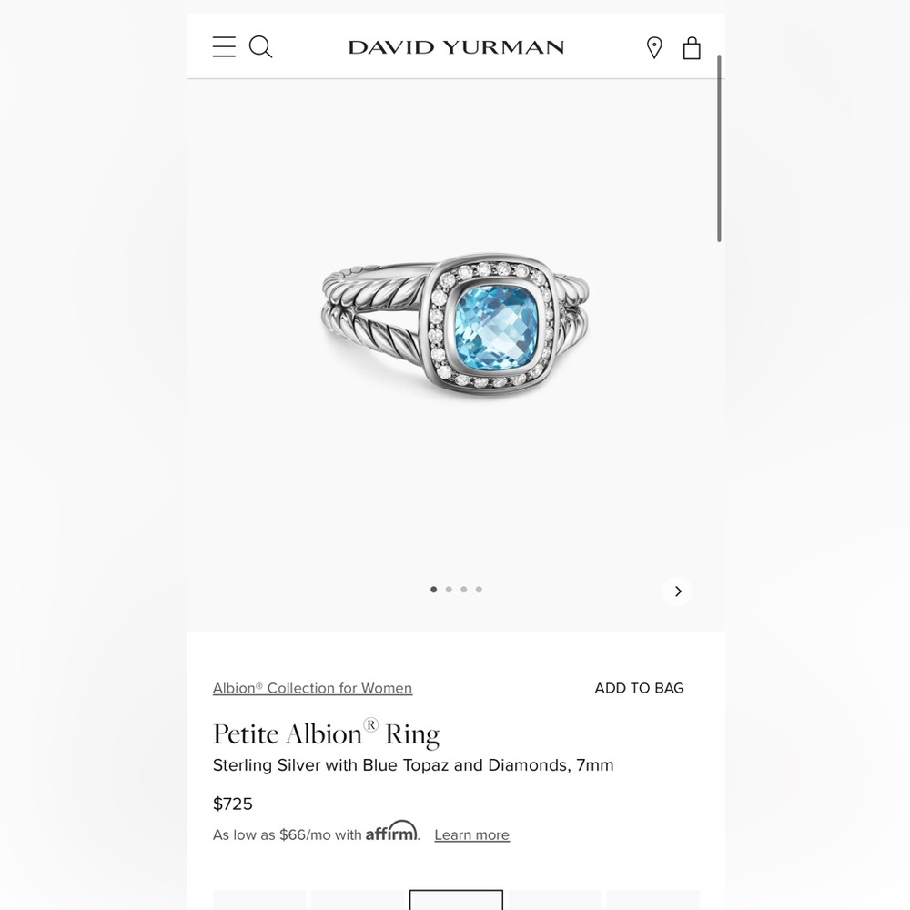 Like new David Yurman aquamarine ring with diamonds - 6